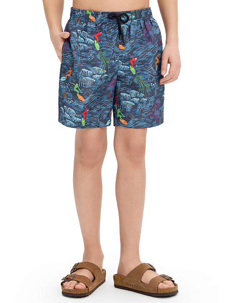Шорты для мальчика Swimwear, цвет антрацит паттерн серферы, фото 2