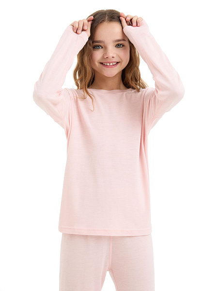 Пижама для девочки-подростка из шерсти мериносов, цвет светло-розовый, фото 3