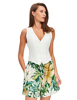 LINEN Шорты женские короткие Паттерн Tropical Flowers