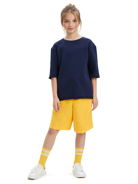 Шорты-бермуды из 100% льна для девочек-подростков, цвет манго, фото 5