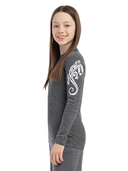 Термофутболка для девочек - подростков серии SOFT TEENS, цвет серый с орнаментом, фото 3