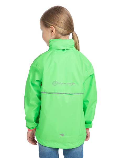 Ультралегкая куртка-ветровка для девочек из мембраны, цвет лайм неон, фото 5