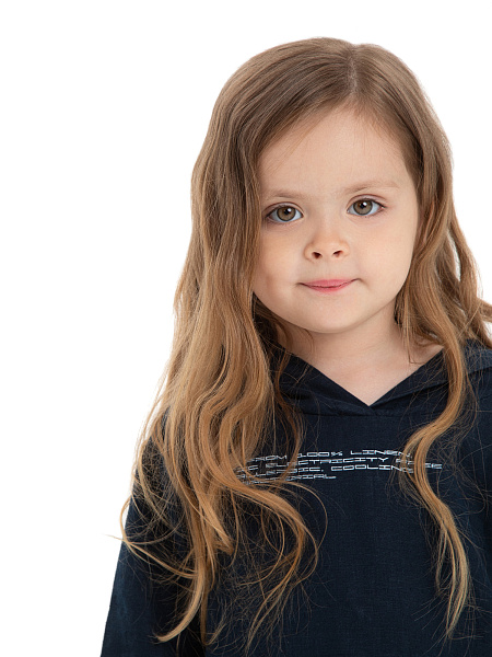 Худи из 100% льна для девочек, цвет темно-синий, фото 3