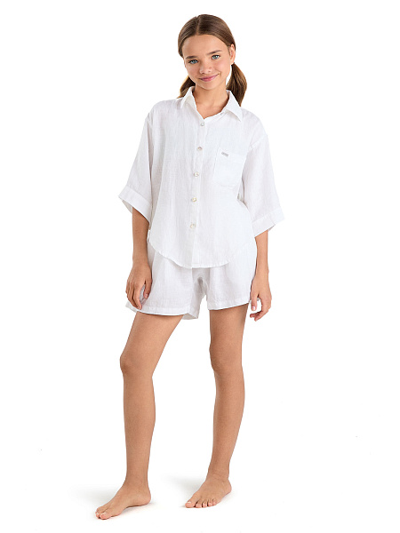 Шорты для девочек-подростков серии LINEN, цвет белый, фото 1