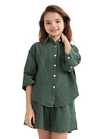 Рубашка для девочек-подростков серии LINEN Олива