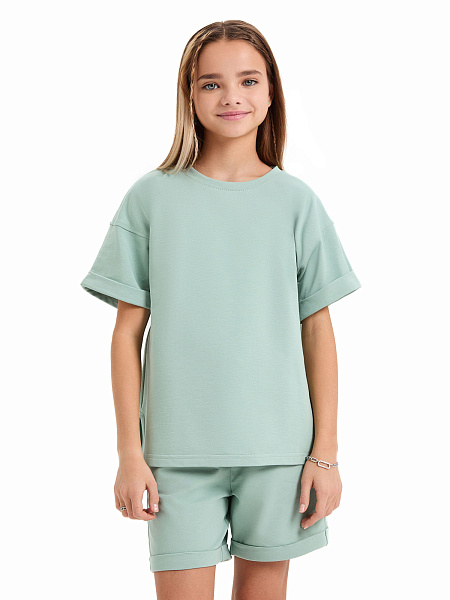 Футболка для девочки ORGANOMICA Cotton, цвет ментол, фото 2