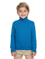 Свитер Cashmere детский для мальчика с высоким воротом Бирюзово-синий
