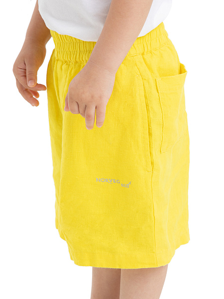 Шорты-бермуды из 100% льна для девочек, цвет желтый, фото 4