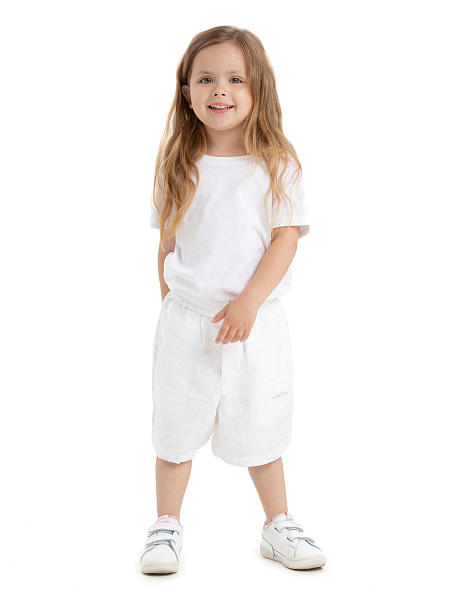 Шорты-бермуды из 100% льна для девочек, цвет белый, фото 1