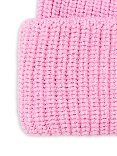 Теплая шапка с отворотом из 100% шерсти, цвет светло-розовый, фото 4