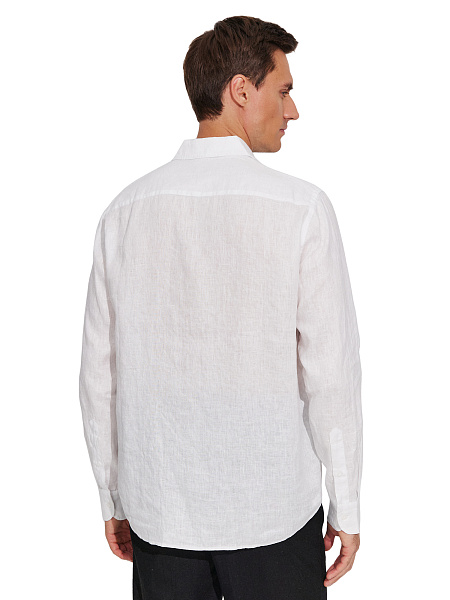 Рубашка мужская классическая 100% лен, цвет белый, фото 2