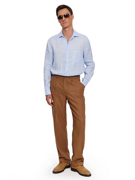 Рубашка мужская классическая 100% лен, цвет бледно-голубой, фото 6
