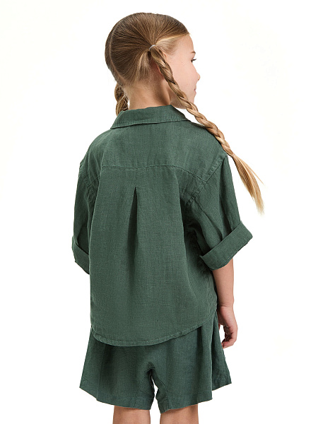 Рубашка для девочки серии LINEN, цвет олива, фото 4