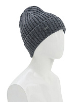 Шерстяная шапка  с отворотом Серый меланж