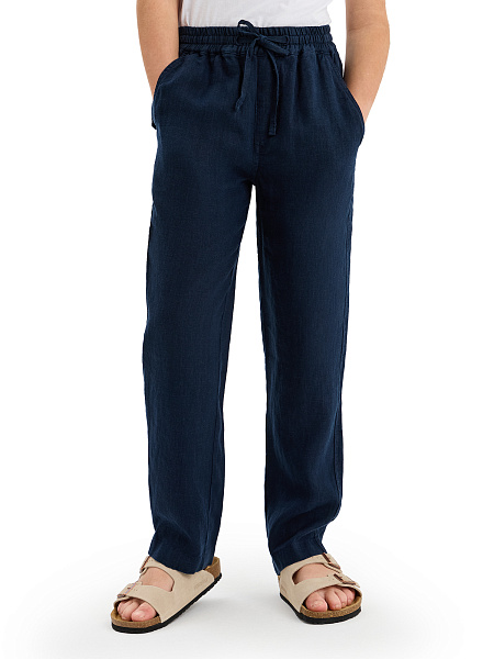 Брюки для мальчика серии LINEN, цвет темно-синий, фото 2