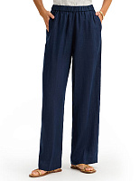 LINEN Брюки женские прямые Темно-синий