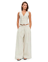 LINEN Брюки-палаццо женские Бежевый меланж