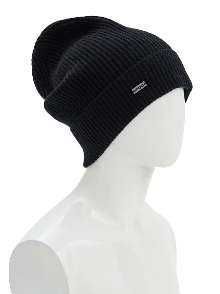 Шапка из шерсти с отворотом, цвет черный, фото 1