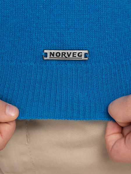 Свитер Cashmere детский для мальчика с высоким воротом, цвет бирюзово-синий, фото 6