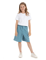 Шорты-бермуды из 100% льна для девочек-подростков Голубой