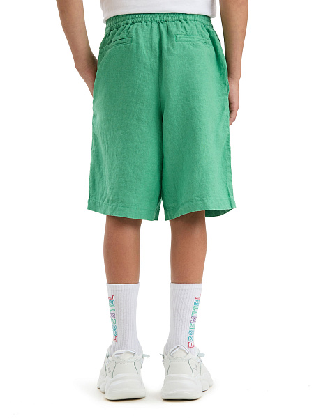 Шорты-бермуды из 100% льна для мальчиков, цвет зеленый, фото 4