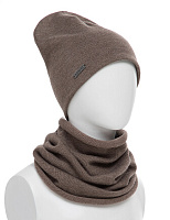 Комплект шапка и снуд из 100% шерсти мериносов для женщин Светло-коричневый