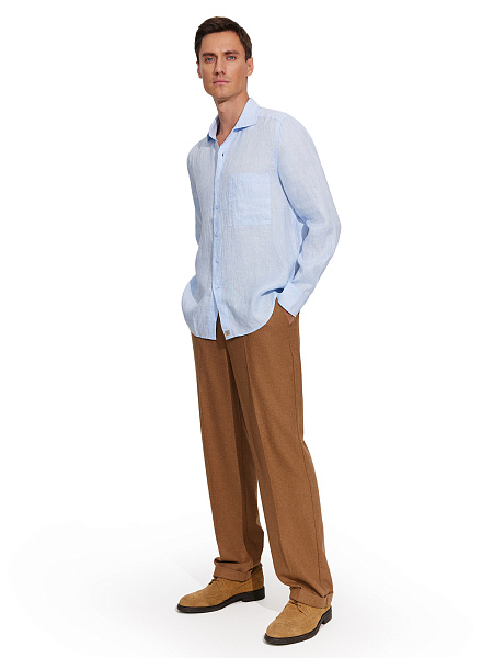 Рубашка мужская классическая 100% лен, цвет бледно-голубой, фото 5