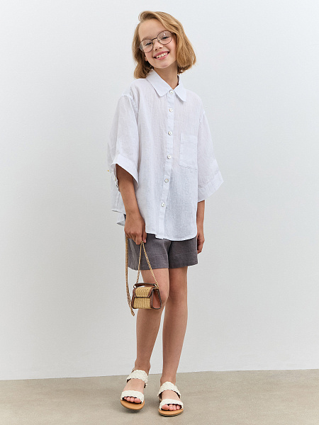 LINEN Рубашка для девочки, цвет белый, фото 5