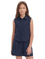 Блуза для девочки без рукавов LINEN Темно-синий