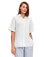 LINEN Рубашка женская прямая с коротким рукавом Белый