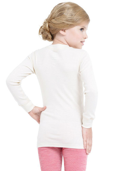 Термофутболка детская для девочек с длинным рукавом серии SOFT, цвет молочный, фото 3