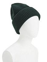 Теплая шапка с отворотом из 100% шерсти Темно-болотный