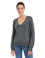 Джемпер Cashmere&Merino blend V-вырез Серый меланж