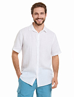Рубашка мужская серии LINEN с коротким рукавом Белый