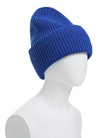 Теплая шапка с отворотом из 100% шерсти Синий