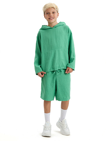 Худи из 100% льна для мальчиков, цвет зеленый, фото 1