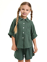 Рубашка для девочки серии LINEN Олива