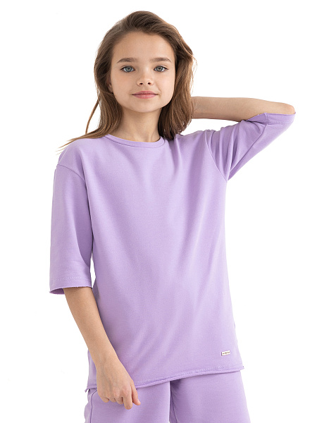 Футболка детская для девочек серии Cotton, цвет лаванда, фото 1