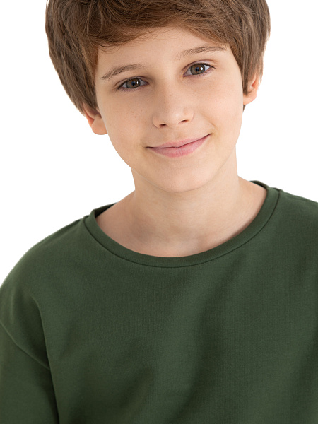 Футболка детская для мальчиков серии Cotton, цвет олива, фото 3