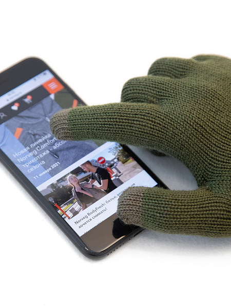 Перчатки детские Merino TEC Touch Screen, цвет олива, фото 3