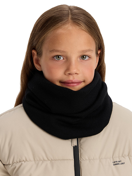 Теплый снуд из шерсти мериносов, цвет черный, фото 4