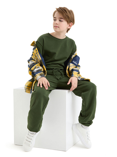 Брюки-джоггеры детские для мальчиков серии Cotton, цвет олива, фото 6