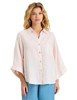 Рубашка женская c широкими рукавами серии LINEN Бело-розовый