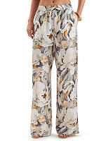 Брюки SILK женские прямые Паттерн Peonies