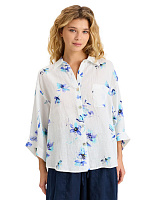 Рубашка женская c широкими рукавами серии LINEN Паттерн Flowers