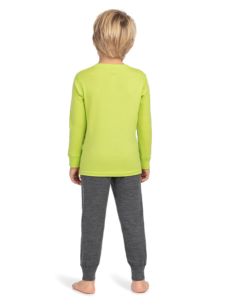 Пижама для мальчика-подростков из шерсти мериносов, цвет лайм, фото 4