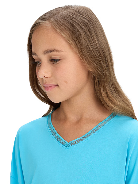 Лонгслив серии Bamboo для девочки, цвет бирюзовый, фото 3