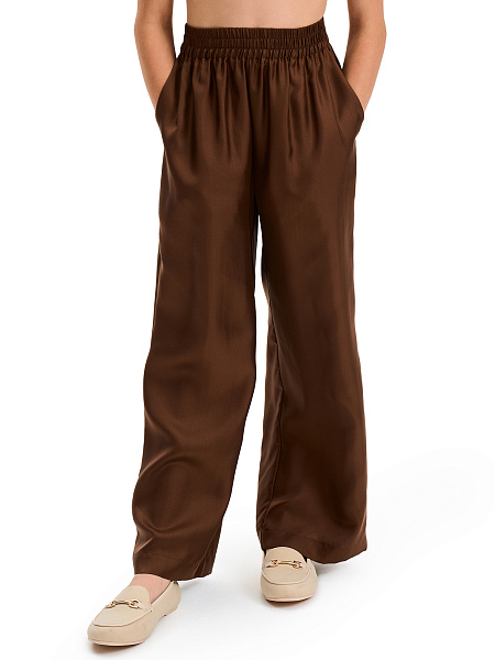 Брюки SILK для девочки прямые, цвет шоколад, фото 1