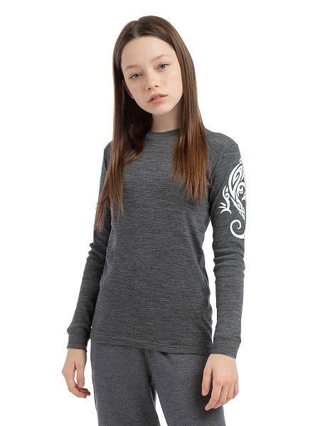 Термофутболка для девочек - подростков серии SOFT TEENS, цвет серый с орнаментом, фото 2