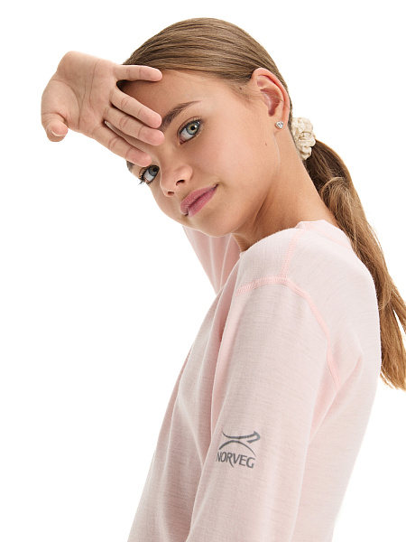 Термофутболка для девочек-подростков серии SOFT. Знак Woolmark, цвет розовый, фото 3